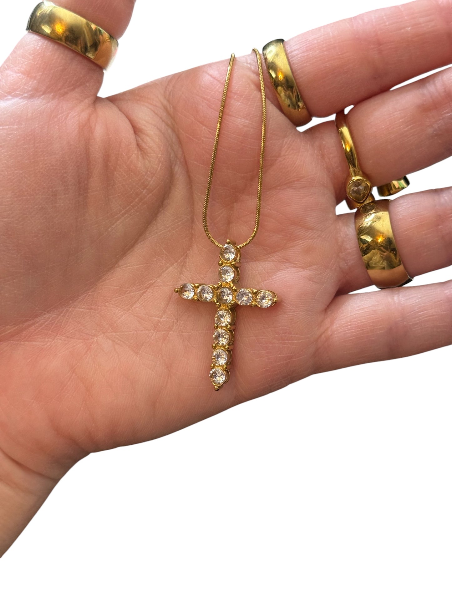Clear Cross Necklace Stainless Steel