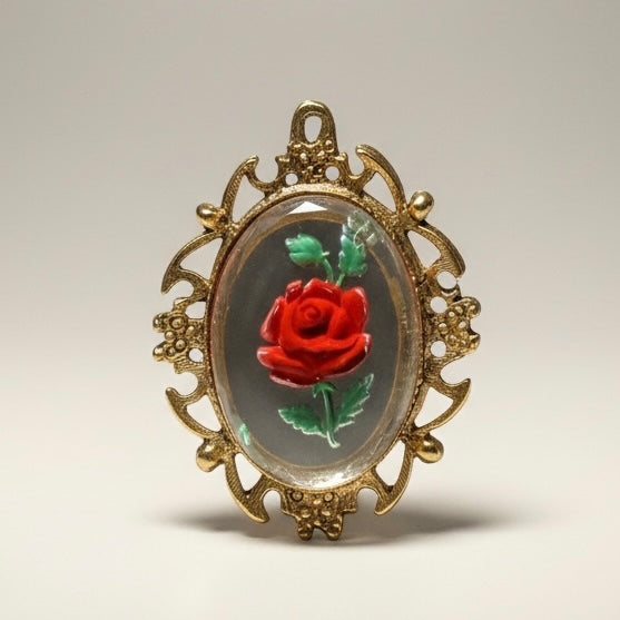 40x30 German Glass Rose Pendant