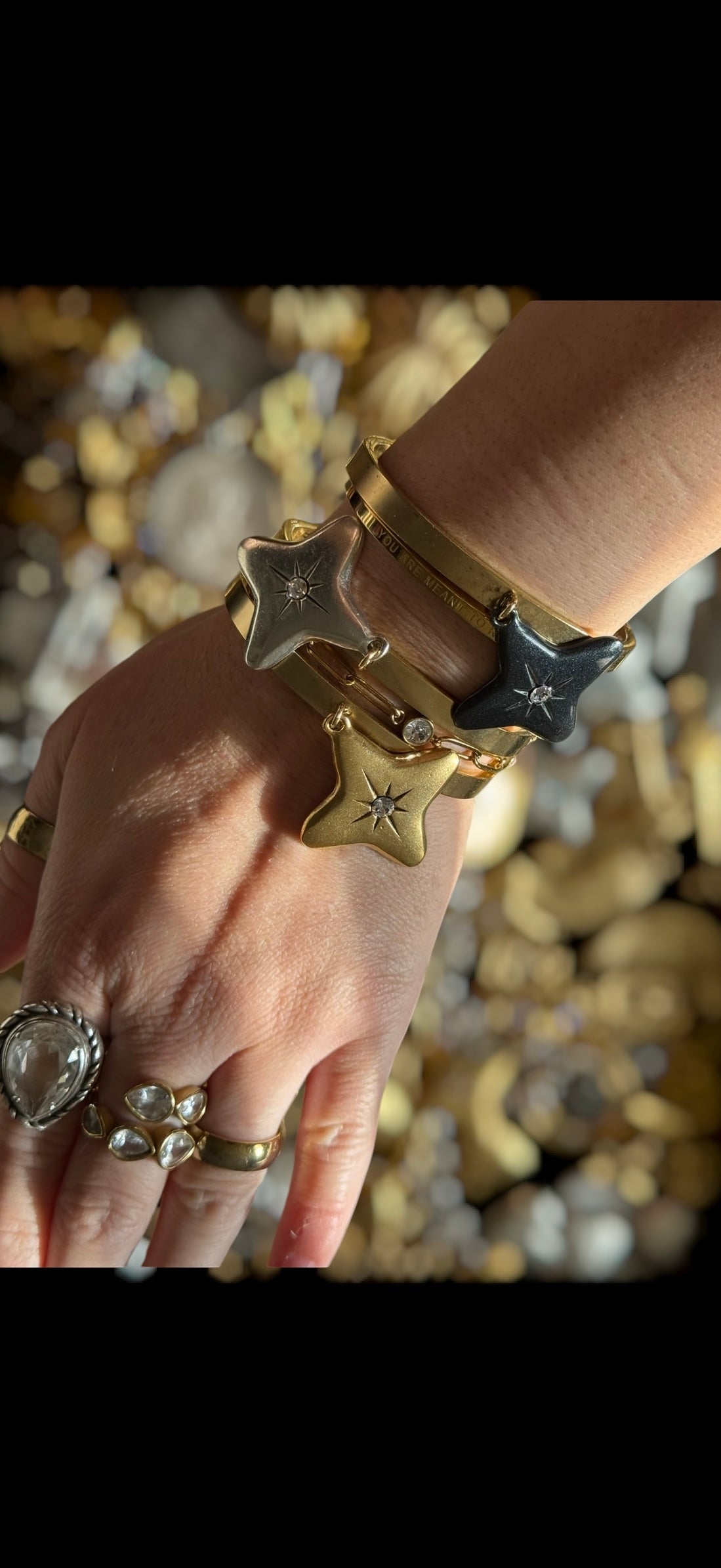 Swarovski Crystal Star Charm Bangle Bracelet