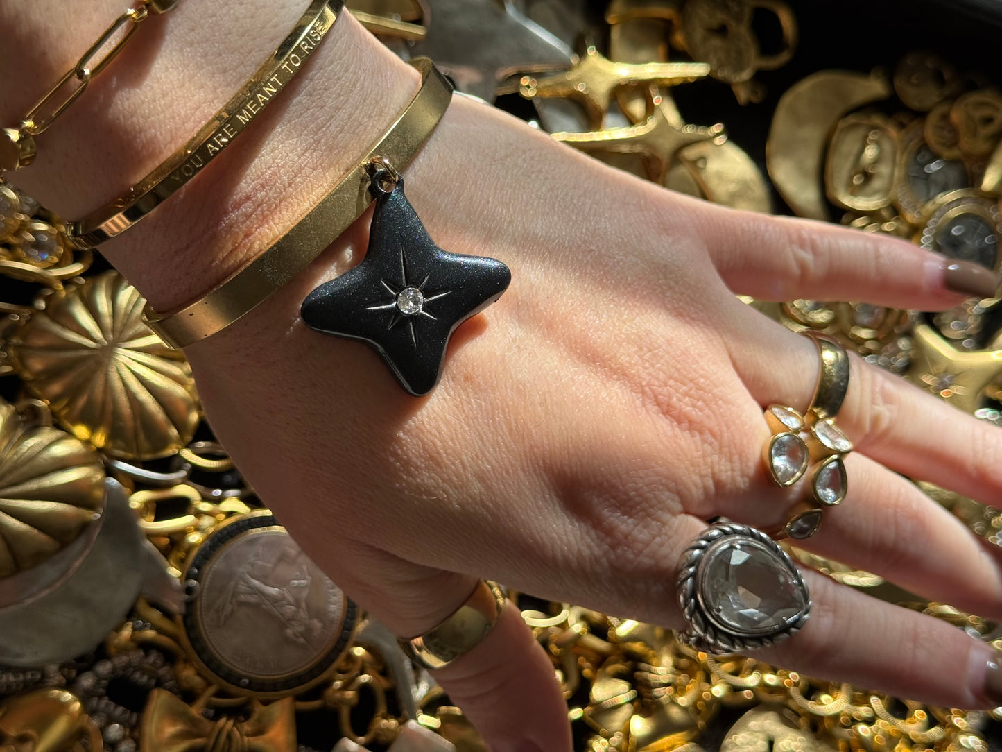 Swarovski Crystal Star Charm Bangle Bracelet