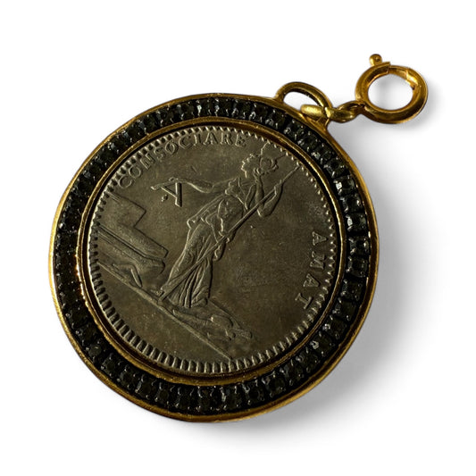 French Athena Coin Charm/Pendant – 12k Antiqued Gold