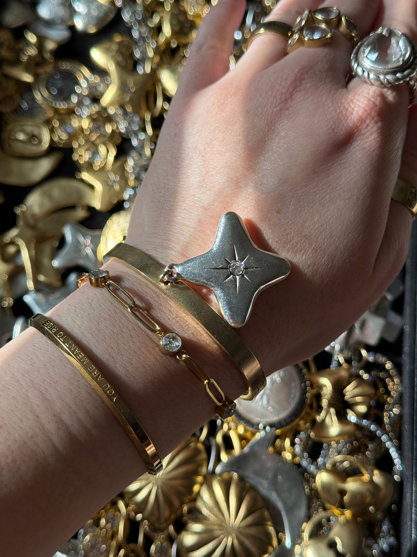 Swarovski Crystal Star Charm Bangle Bracelet
