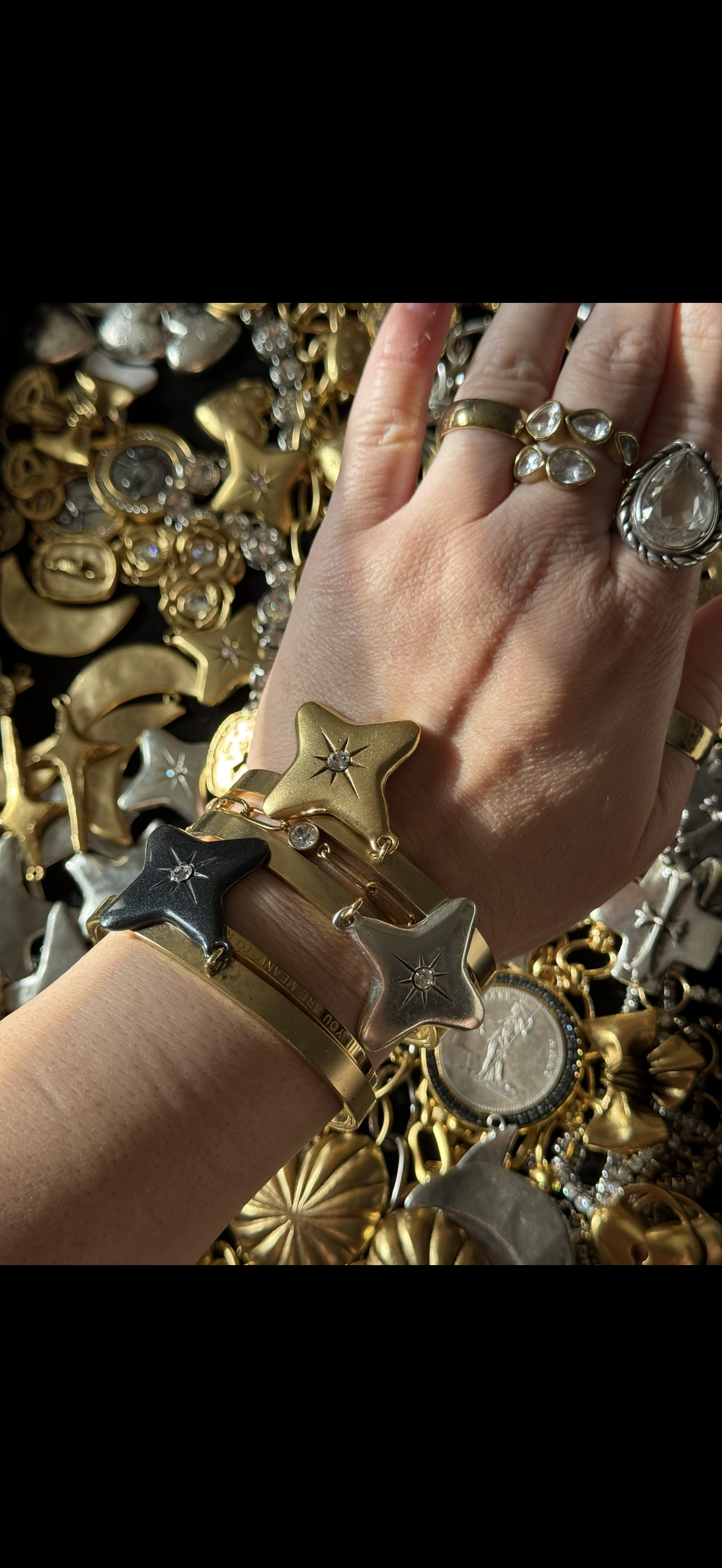 Swarovski Crystal Star Charm Bangle Bracelet